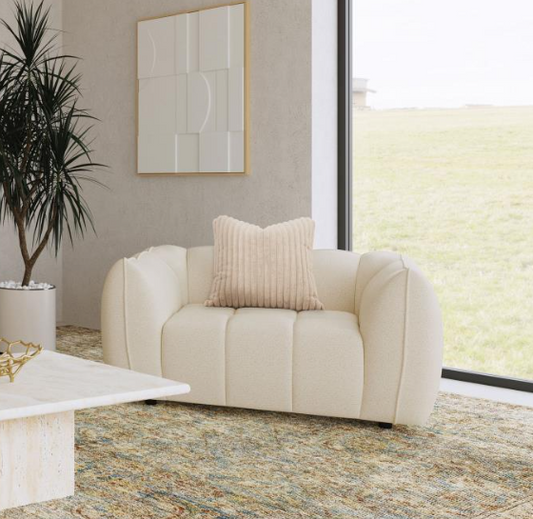 Winchester 112" Boucle Upholstered Extra Long Sofa Sand Pebble