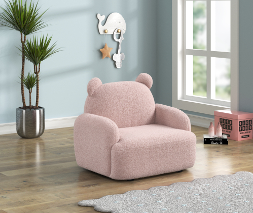 Raelynn 25.5"W Sherpa Bear-Shaped Kids Armchair