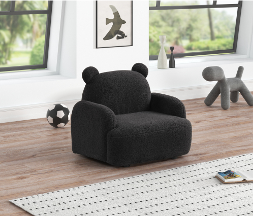 Raelynn 25.5"W Sherpa Bear-Shaped Kids Armchair