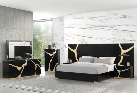Goldsberg Contemporary Bedroom Collection, Black & Gold