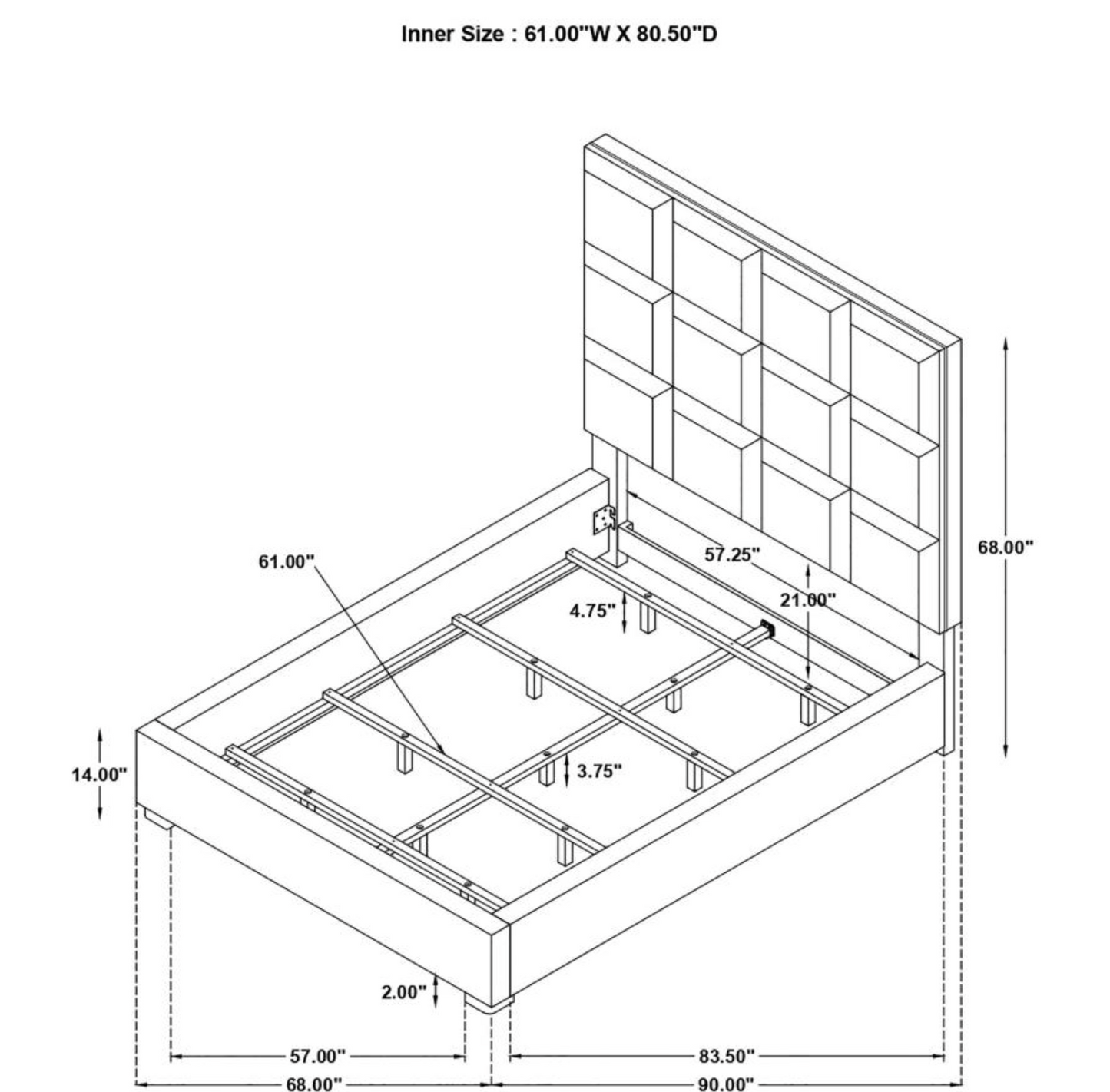 Panes Beige Velvet Upholstered Queen Bed
