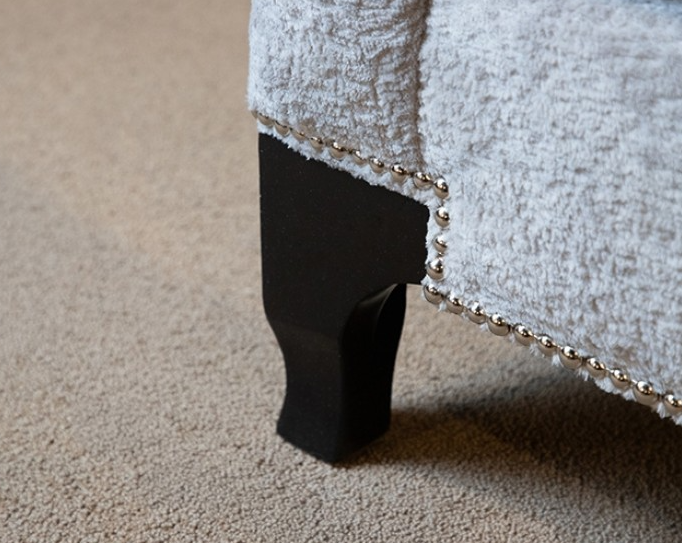 Goshen Transitional Sofa & Loveseat Set in Light Gray Bouclé with Nailhead Trim