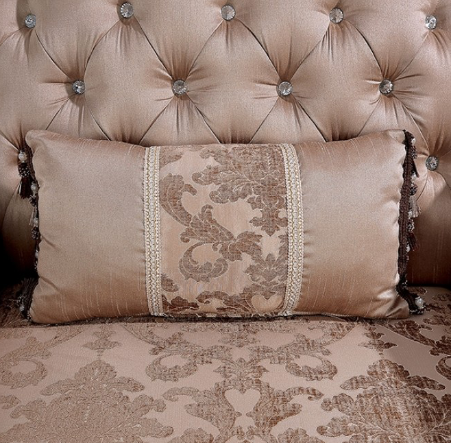 Veracruz Traditional Sofa & Loveseat Set with Wood Trim - Light Brown & Dark Cherry