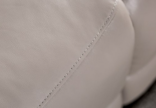 Gorgius Light Gray Top Grain Leather Power Reclining Sectional