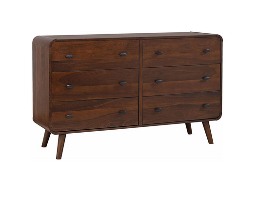 Robyn Dark Walnut Finish 6 Drawer Dresser
