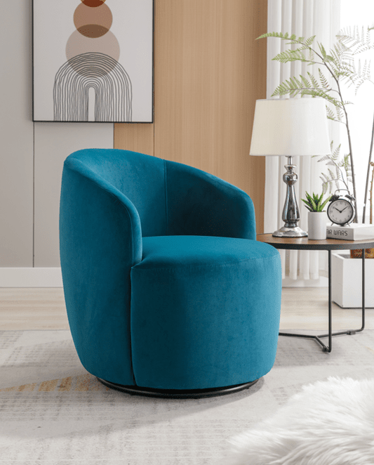 DG Collection Modern Velvet Fabric Swivel Barrel Accent Chair - Teal