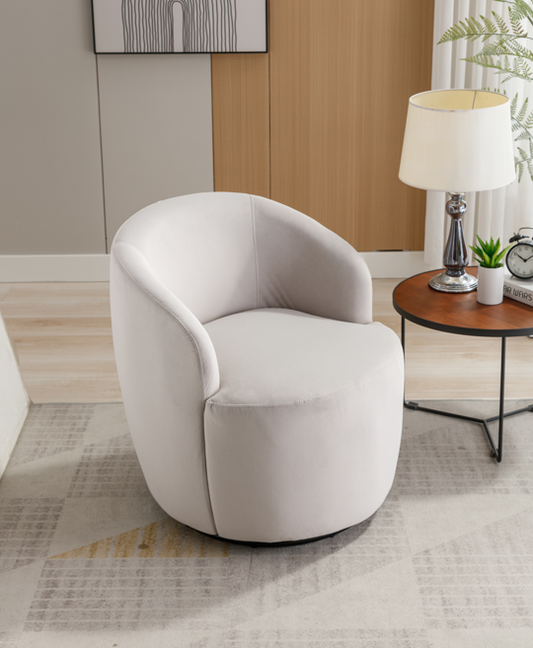 DG Collection Modern Velvet Fabric Swivel Barrel Accent Chair - Gray