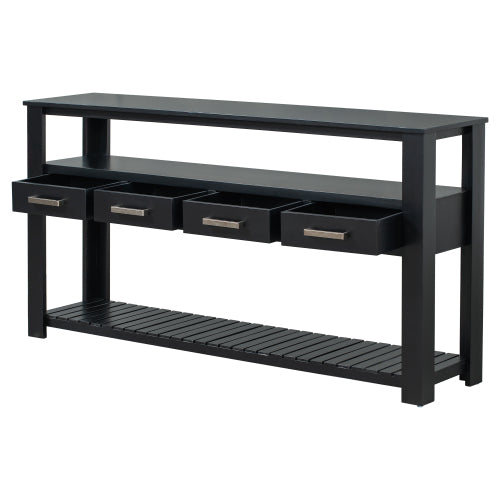 Trexm 62.2'' Modern Entryway Console Table - Black