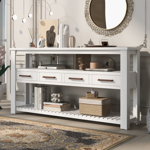Trexm 62.2'' Modern Entryway Console Table - White