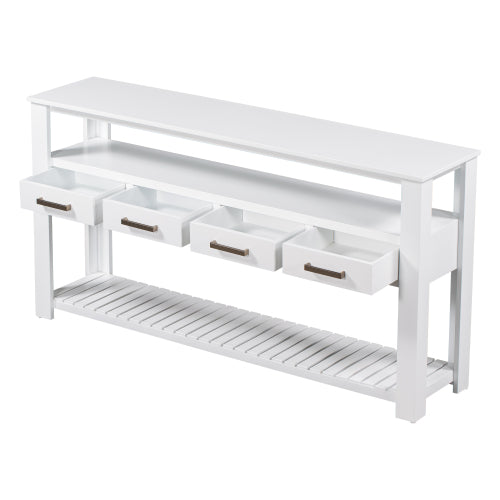 Trexm 62.2'' Modern Entryway Console Table - White