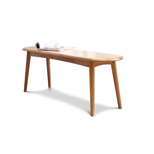 Natural Oak Wood Dining Bench Table Bench with Solid Oak Construction and Unique Design - primary color shot