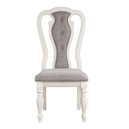 Grey and Antique White Padded Side Chair Set of 2