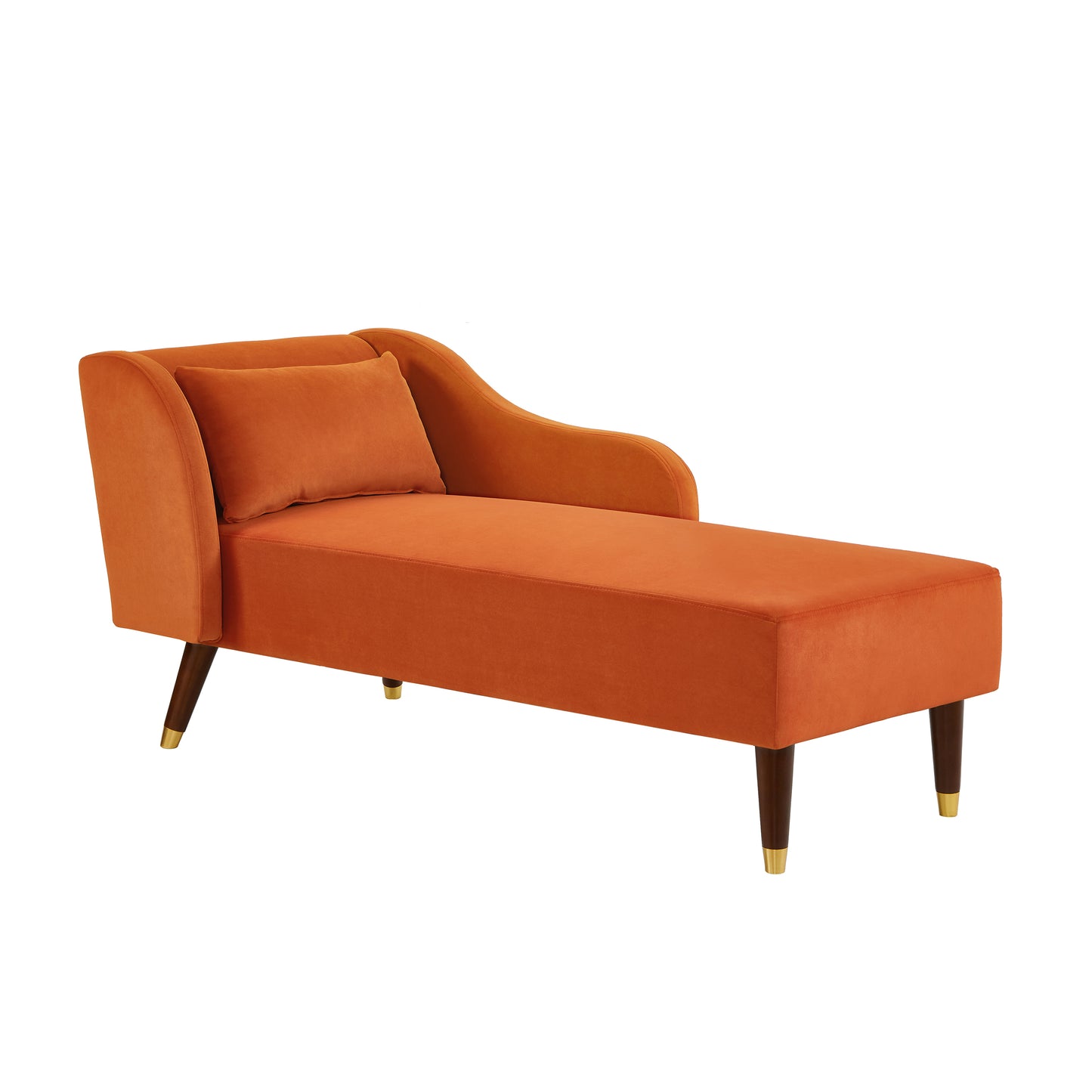 Modern Chaise Lounge Chair Velvet Upholstery (orange) - detail view 8