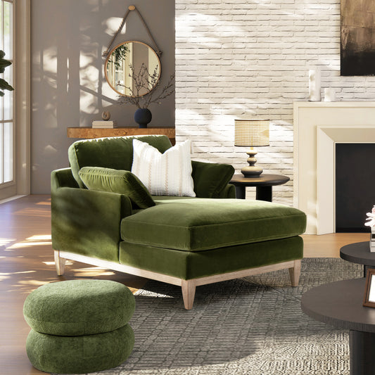 Pasadena Modern Farmhouse Chaise Lounge Chair - Green - detail view 2