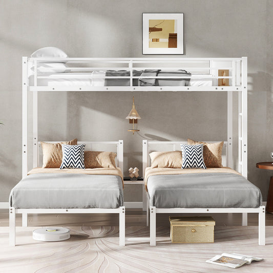 Twin over Twin & Twin Bunk Beds for 3 - White - detail view 2