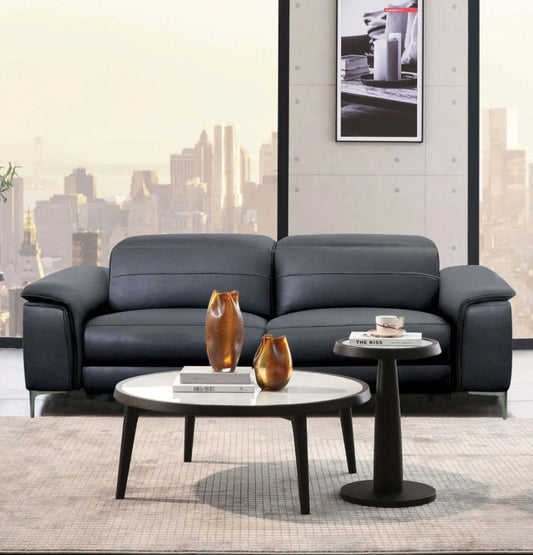 Ascona Contemporary Power Sofa & Loveseat Set - Black