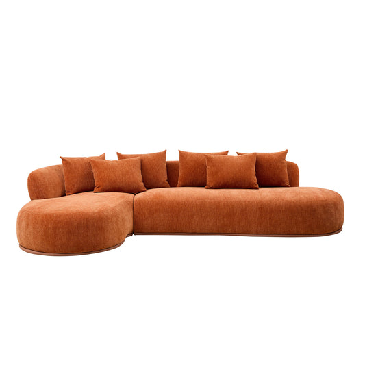 Crescent Curved Leather Sectional – Orange