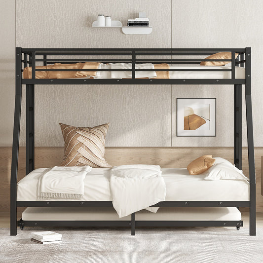 Twin over Full Metal Bunk Bed with Twin Size Trundle - Black - detail view 2