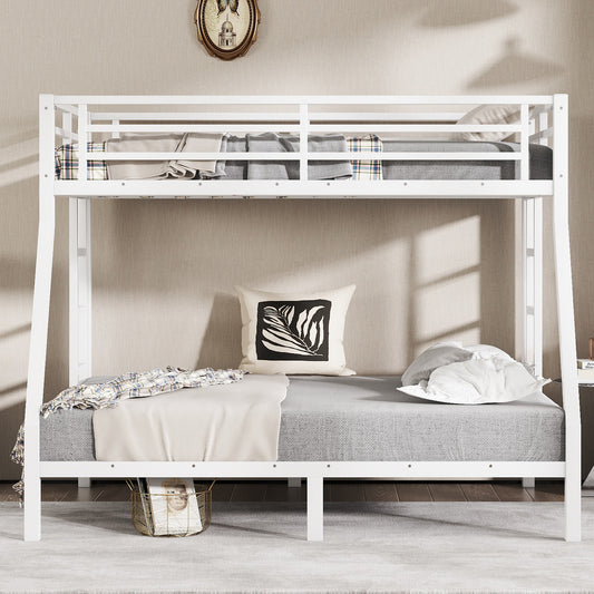 Metal Twin over Full Bunk Bed for Teens and Adults - Off White - detail view 2