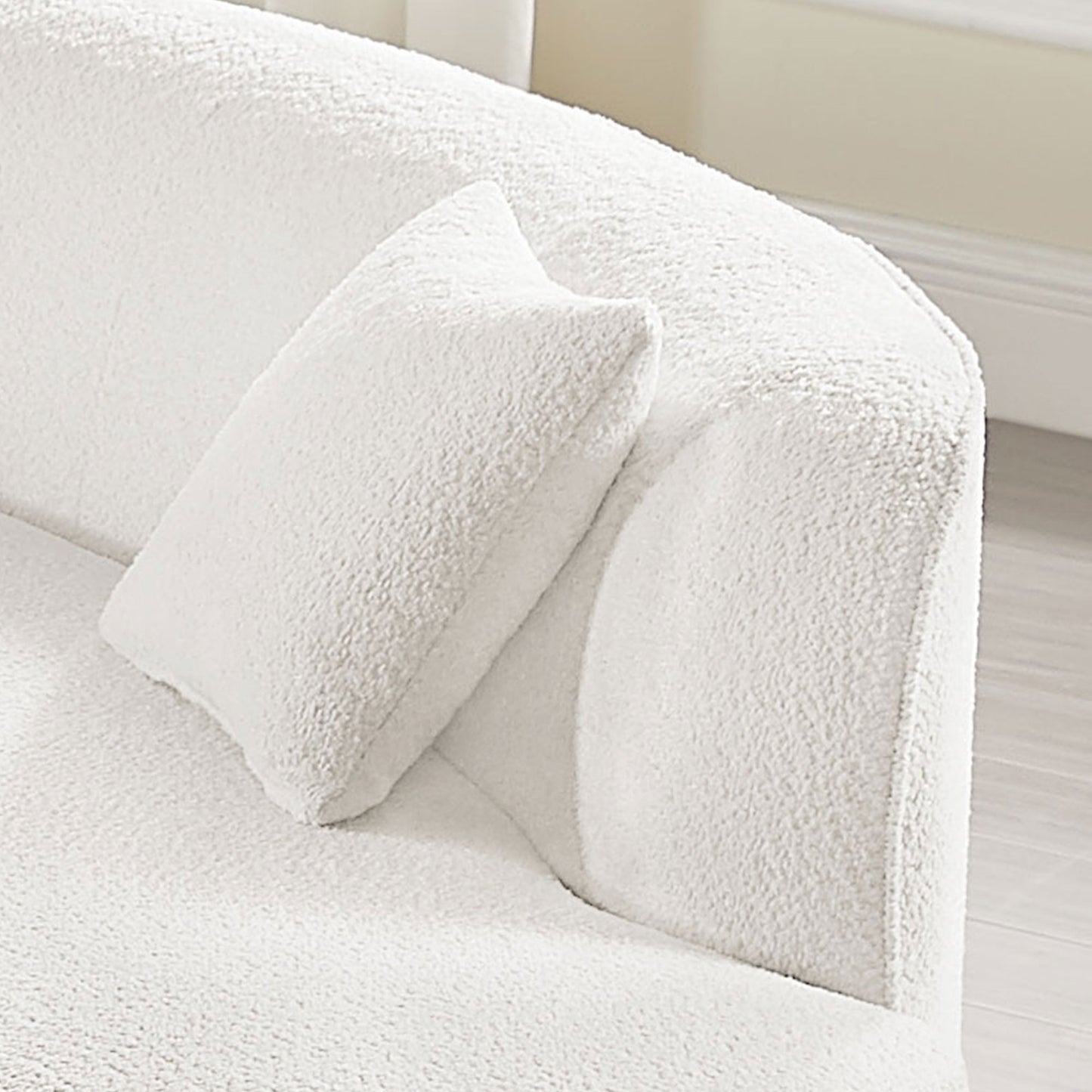 Arden 2-Piece Bouclé Curved Chaise Sectional – White