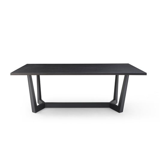 Rectangular MDF Dining Table Mid Century Modern for Dining Room Balcony Cafe Bar Conference Matt Black - primary color shot