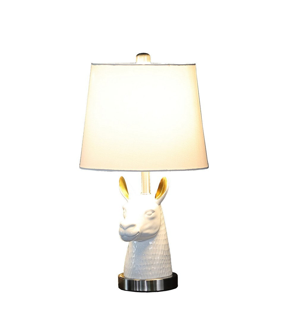 20.5' Patagonia White Llama Bust Resin Table Lamp