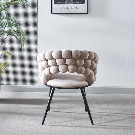 Glenda Woven Velvet Side Chairs Set of 2 White