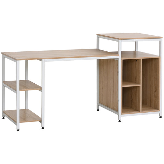 68 Inch Office Table Computer Desk Workstation Bookshelf with CPU Stand, Spacious Storage Shelves & Chic Modern Woodgrain Design, Oak Wood Grain