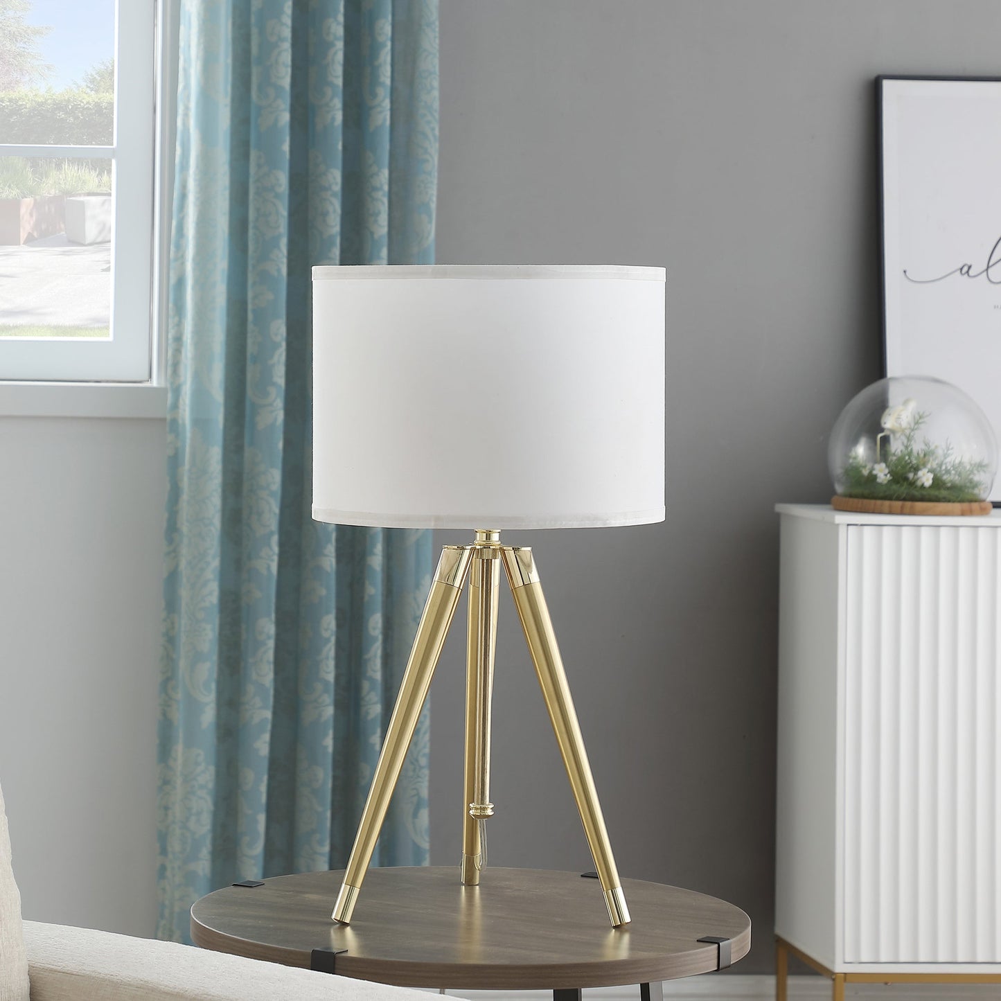 Adjustable Height Brass/Shiny Gold Modern Tripod Table Lamp