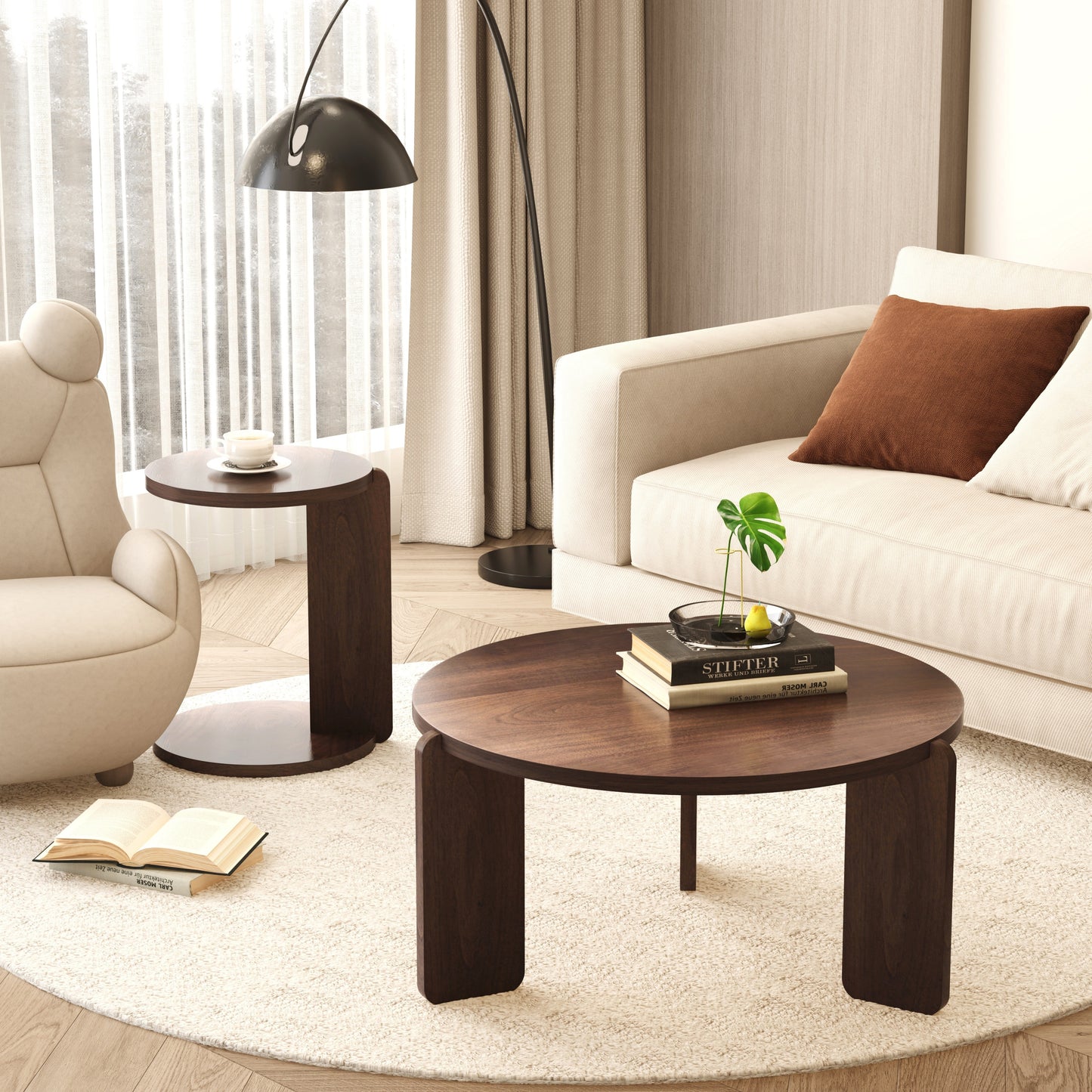 Walnut Nesting Tables with Wood Legs - detail view 8