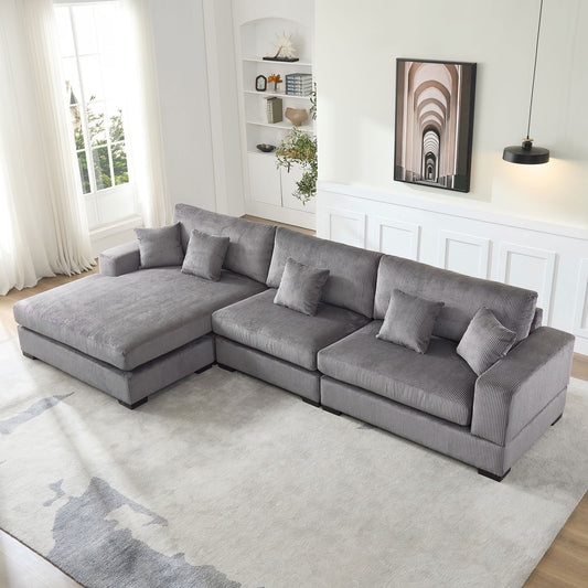 148.03'' Mid Century Modern Sectional 4-Seater Sectional.polyester.suitable - GREY - detail view 2