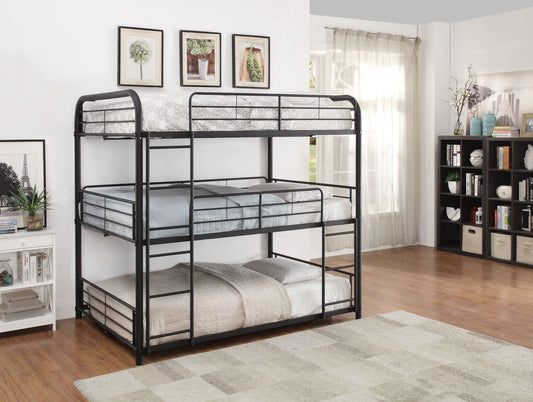 Cairo Sandy Black Finish Triple Full Bunk Bed