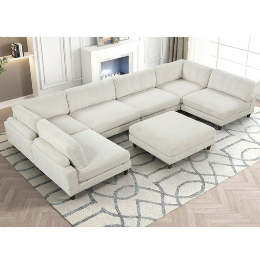 Furniture of America Dagenham 7-Piece Corduroy Modular Sectional