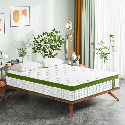 14' Queen Hybrid Mattress with Gel Memory Foam and Pocket Springs - Green - detail view 2