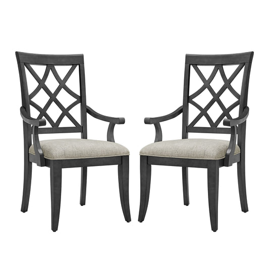 Fable Mid-Century Modern Dining Arm Chairs Set of 2 Dark Oak