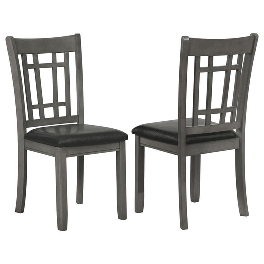 Medium Grey and Black Lattice Back Side Chairs Set of 2