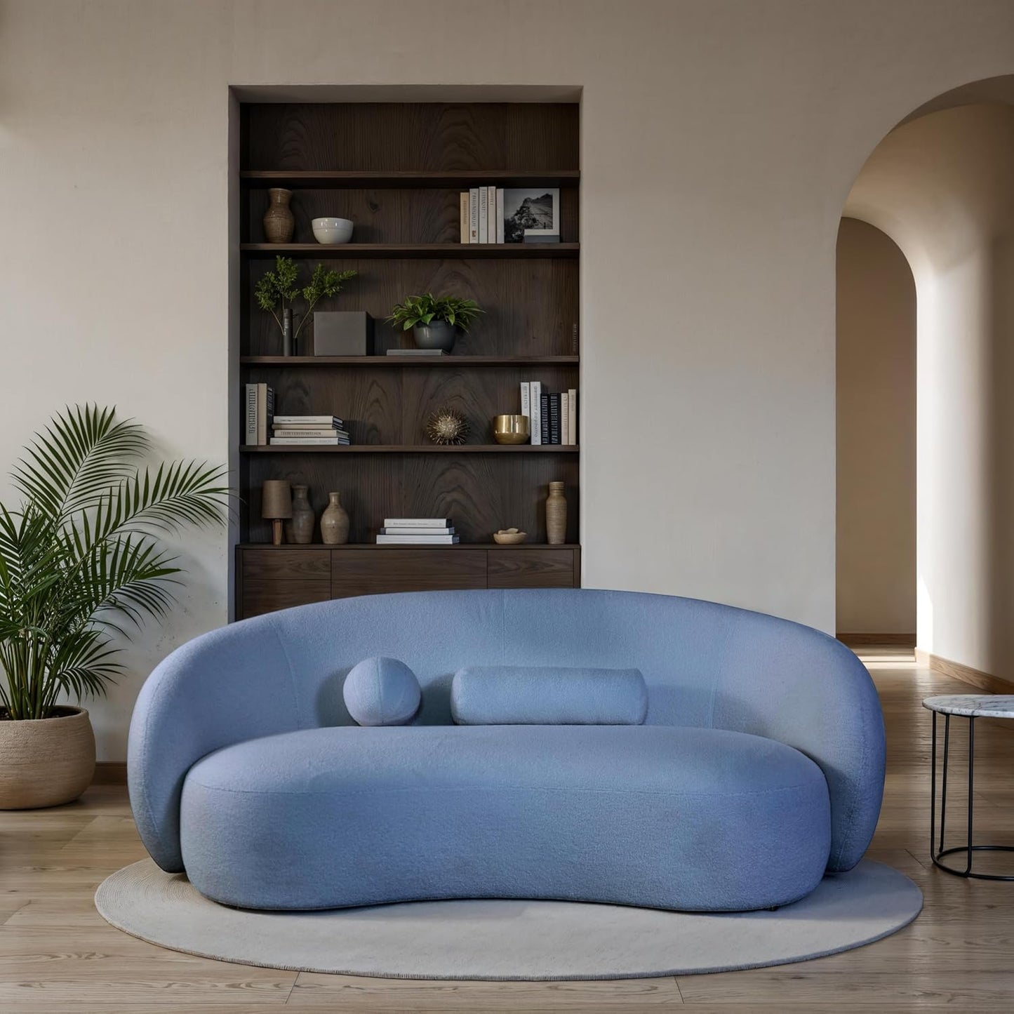 Brevik Contemporary Chenille Sofa – Denim Blue