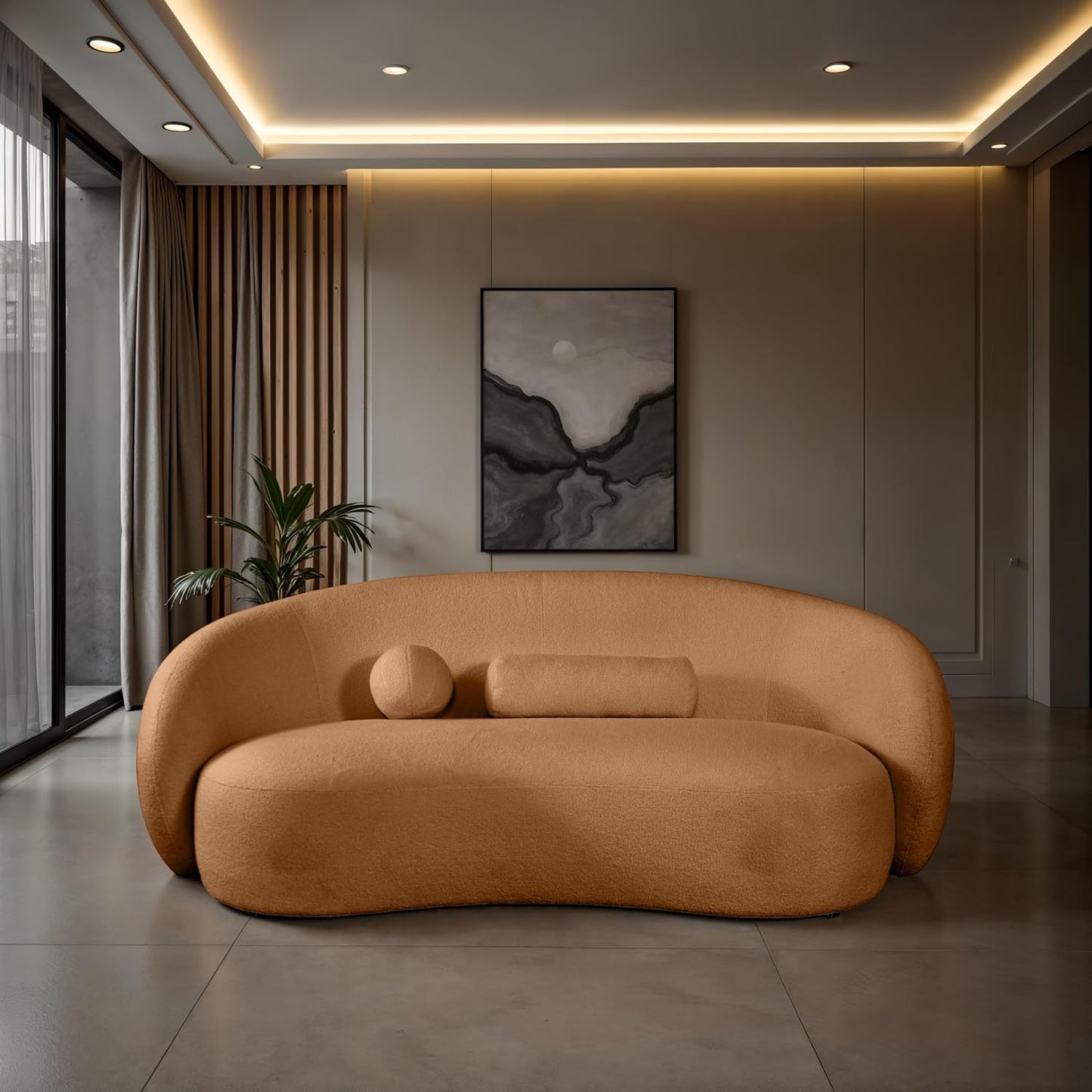Brevik Contemporary Chenille Sofa – Terracotta
