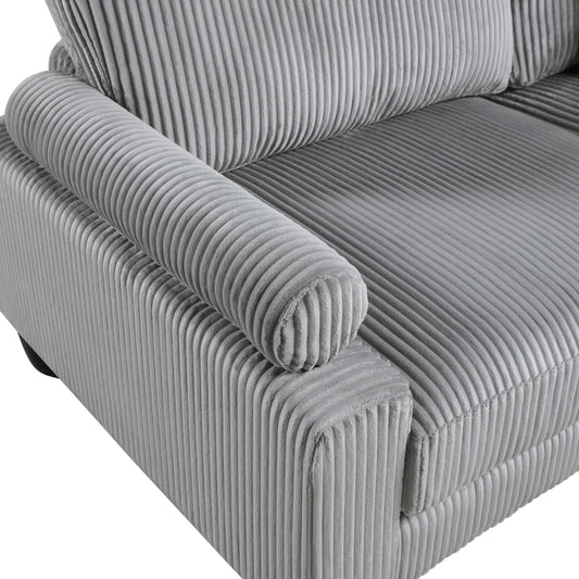 6pc Modular Sectional Set Gray Corduroy Upholstery 2x Armless Chairs 3x Corner Seats 1x Ottoman Pillows Living Room Furniture - detail view 2