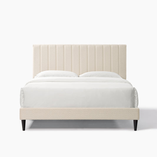Rina Dove Tufted Upholstered Platform Bed - Pearl White - Queen