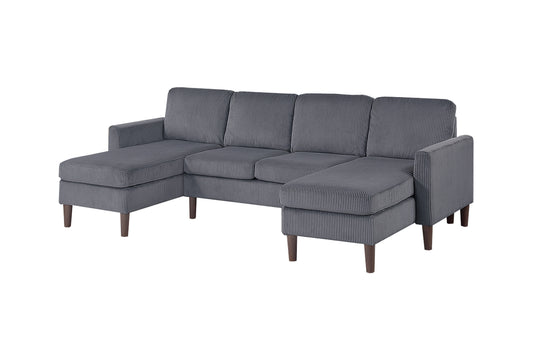 3-Piece Corduroy Sectional Set in Dark Gray - detail view 2