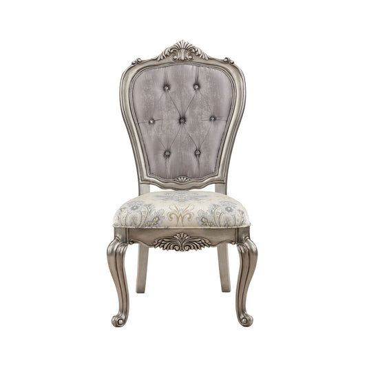 Beige and Platinum Tufted Arm Chair Set of 2