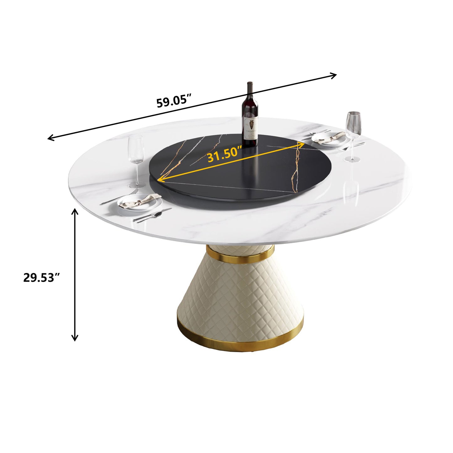 Eulalia 59" Round Artificial Stone Dining Table
