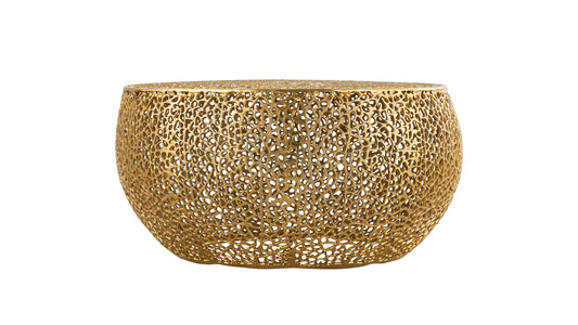Azriel Round Aluminum Mesh Coffee Table, Gold