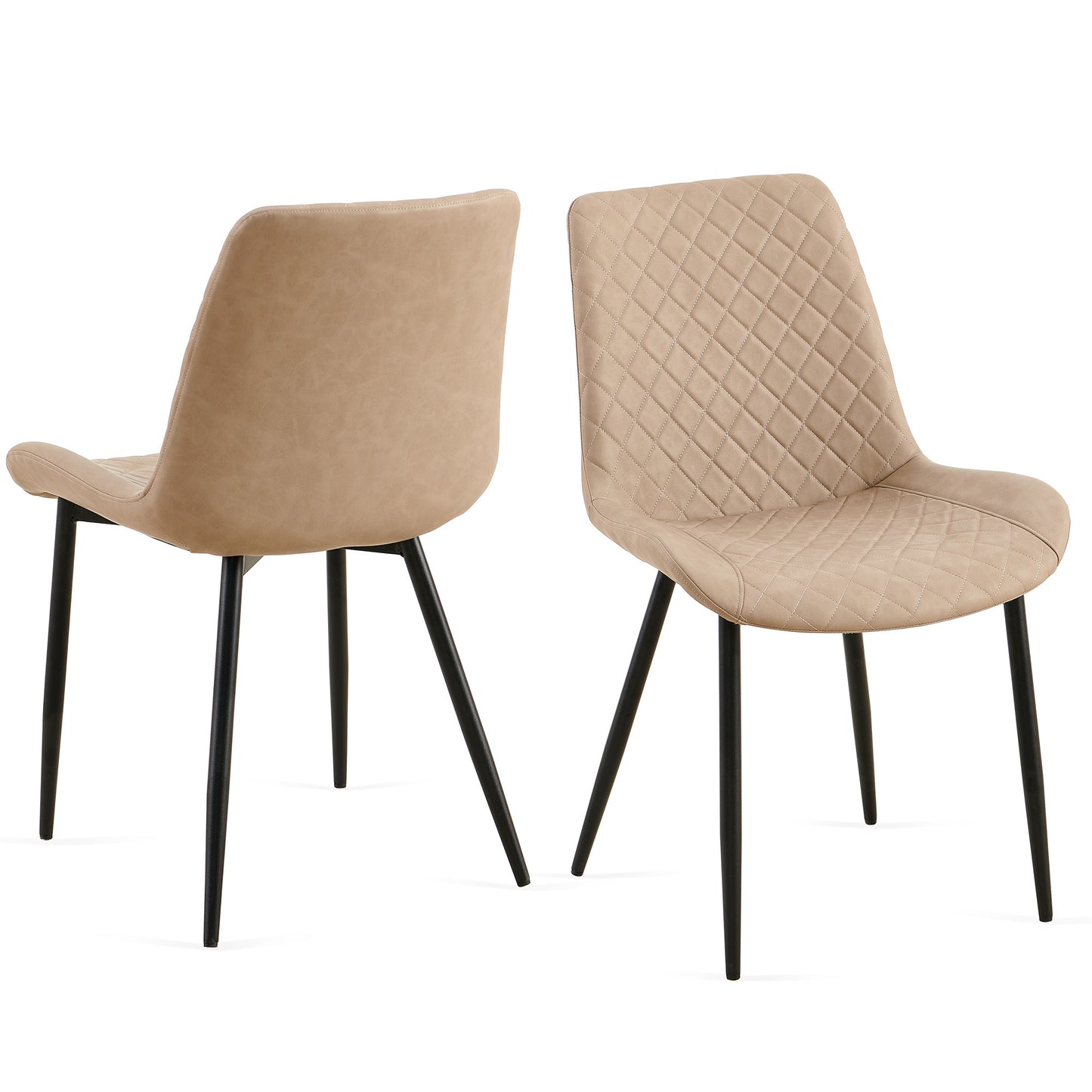 Taryn Mid-Century Modern PU Leather Side Chairs Set of 2 Beige