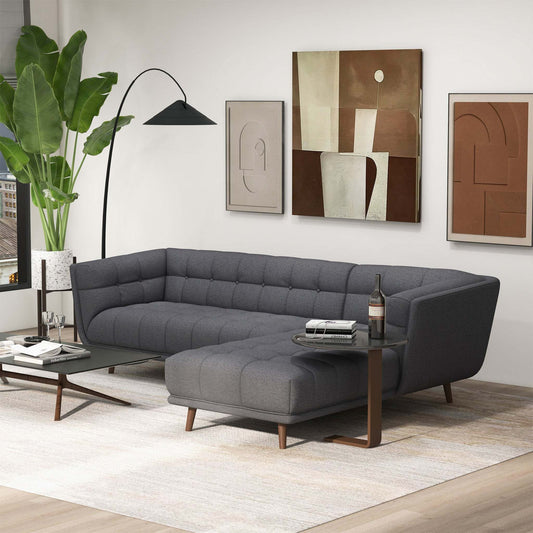 Addison Right Sectional Ash Grey Fabric Sofa - detail view 2