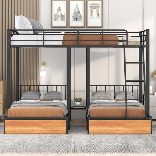 Anastacia Full over Twin and Twin Bunk Bed with 2 Drawers - Black - detail view 2