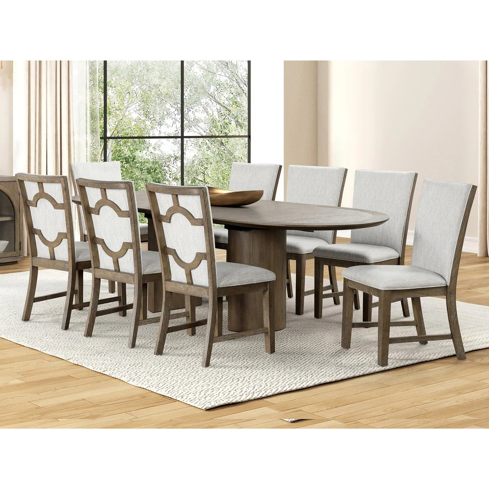 Clements Modern Farmhouse 9-Piece Dining Set, Oak
