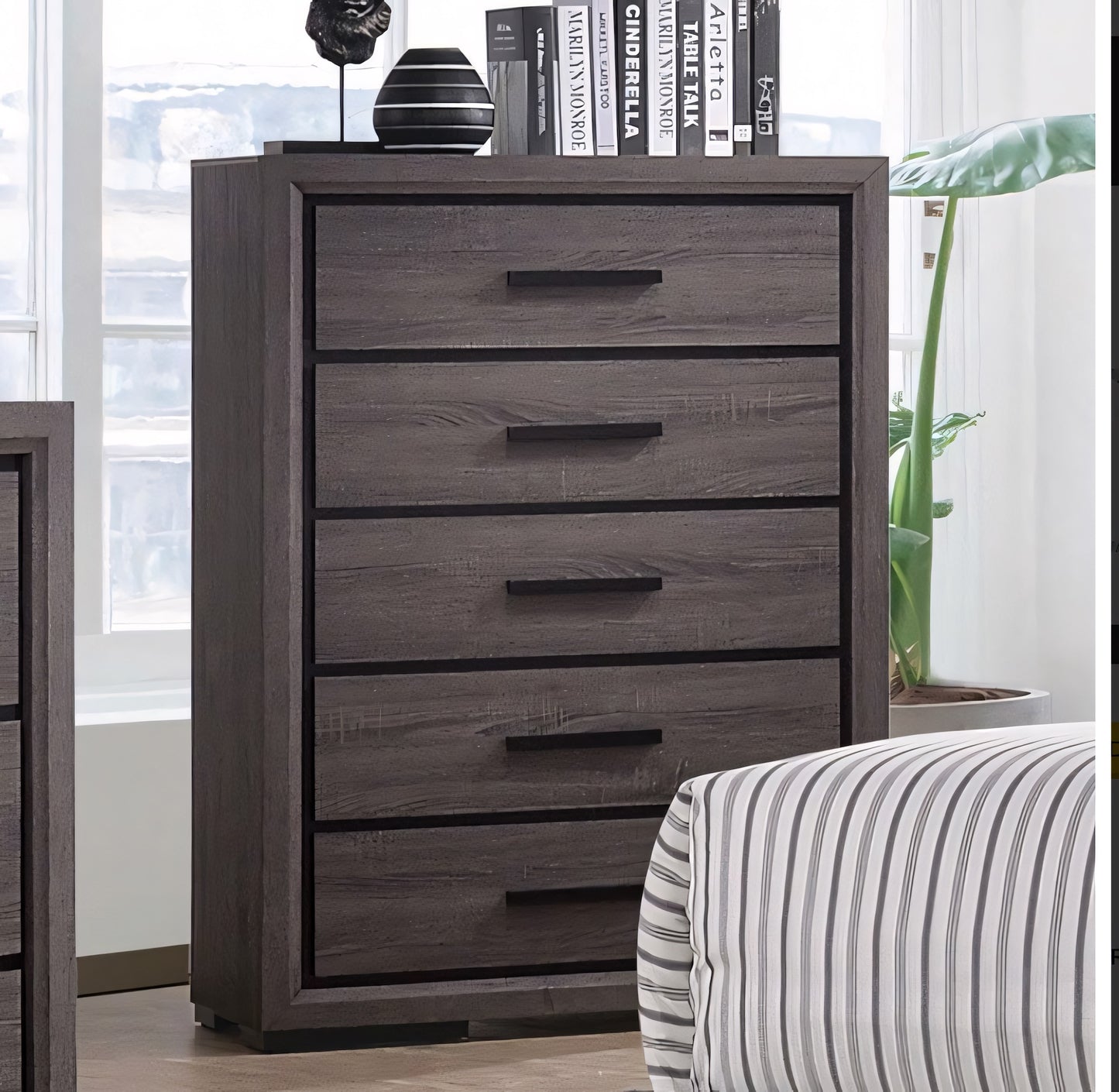 Conwy Chest in Smokey Gray with Black Trim