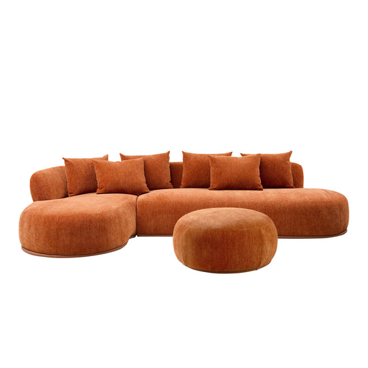 134.63'' Oversized L-Shape Sectional Sectional with Ottoman Sectional with Left-Facing Chaise Sectional with Deep Seat - Orange - primary color shot